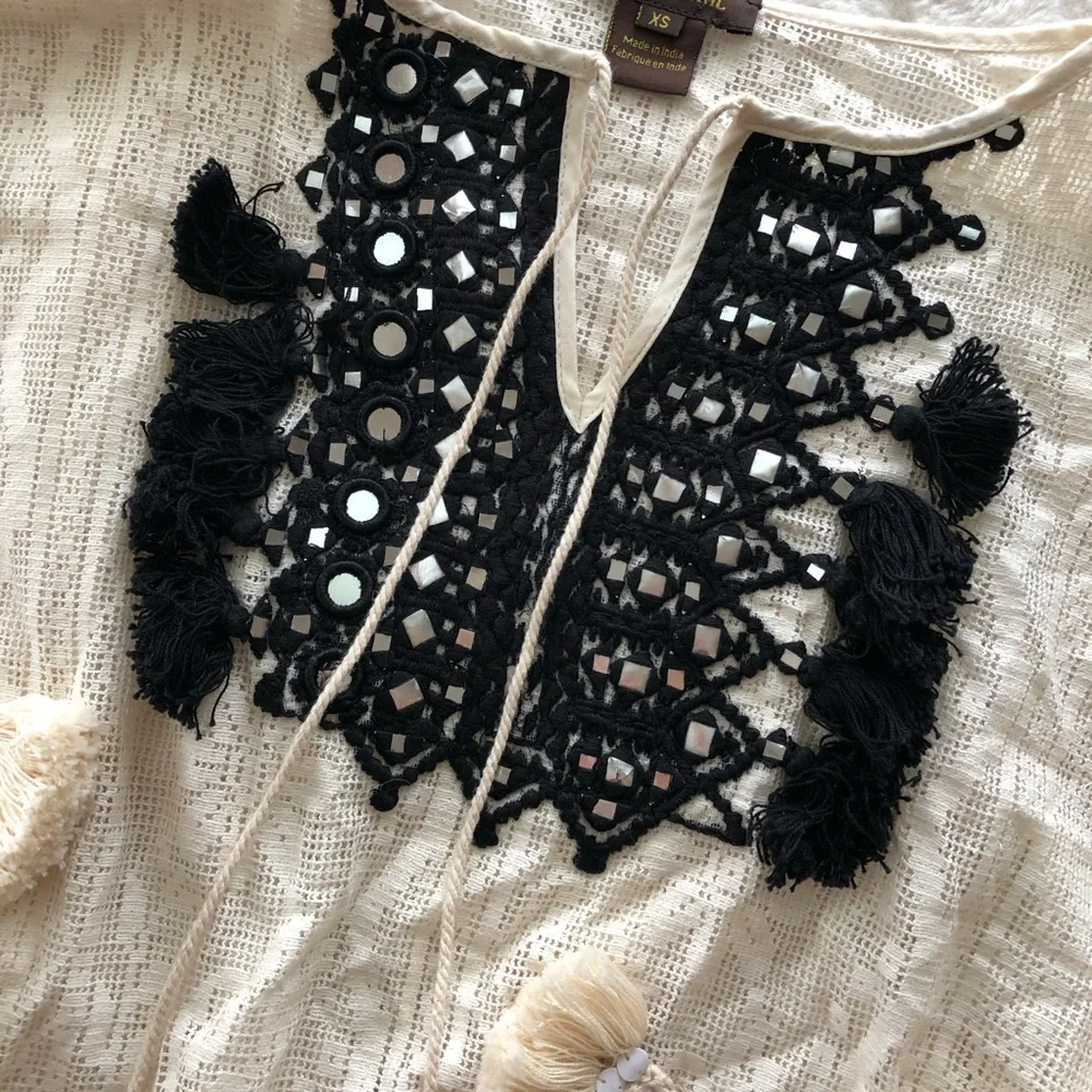 VINEET BAHL cream Iona lace embroidered top